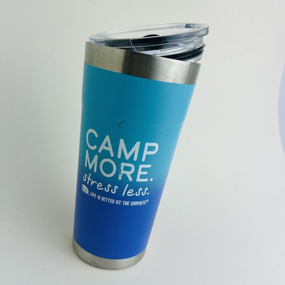 Camper 20oz Painted Tumbler, Superior Heat & Ice Retention CAMP MORE STRESS LESS